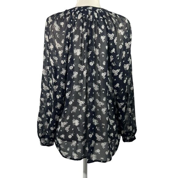 Vince Silk Blouse Size XSmall Semi-Sheer Floral Print - Picture 6 of 12
